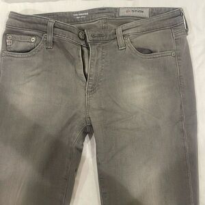 These are Adriano Goldschmied slim fit jeans in a grey colour, size 0.